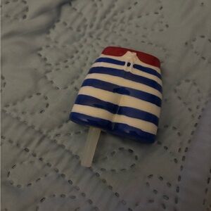 Nora Fleming Swim Trunks Striped Blue and White Ceramic Shorts